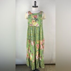 💚 3148. Floral Sleeveless Tiered Maxi Dress